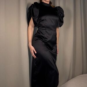 H&M Black Long Sleeve Dress with Puff Shoulders